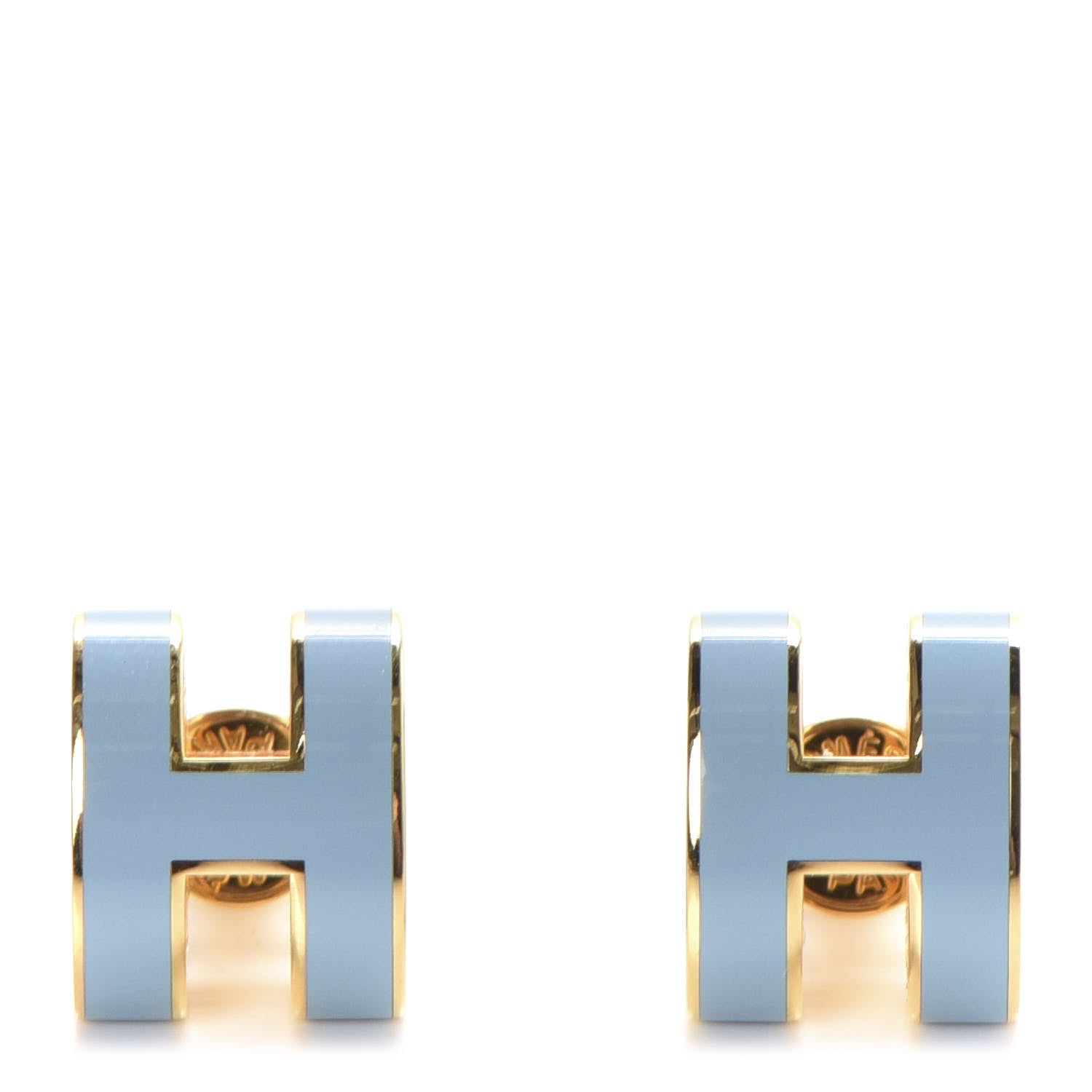 Hermes Gold Lacquered Pop H Earrings Celeste 1 of 5