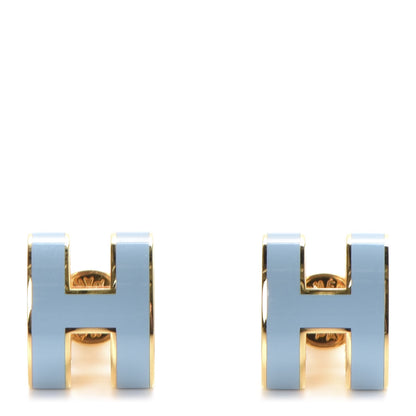 Hermes Gold Lacquered Pop H Earrings Celeste 1 of 5