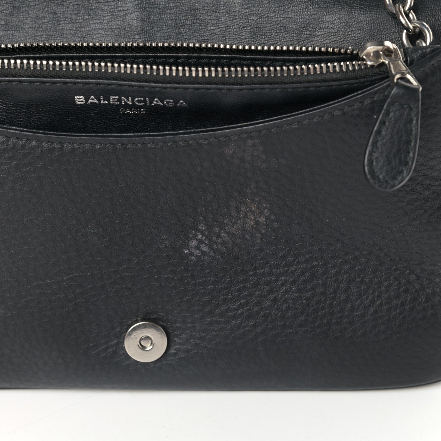 Balenciaga Pebbled Calfskin Everyday Chain Wallet Black 12 of 14