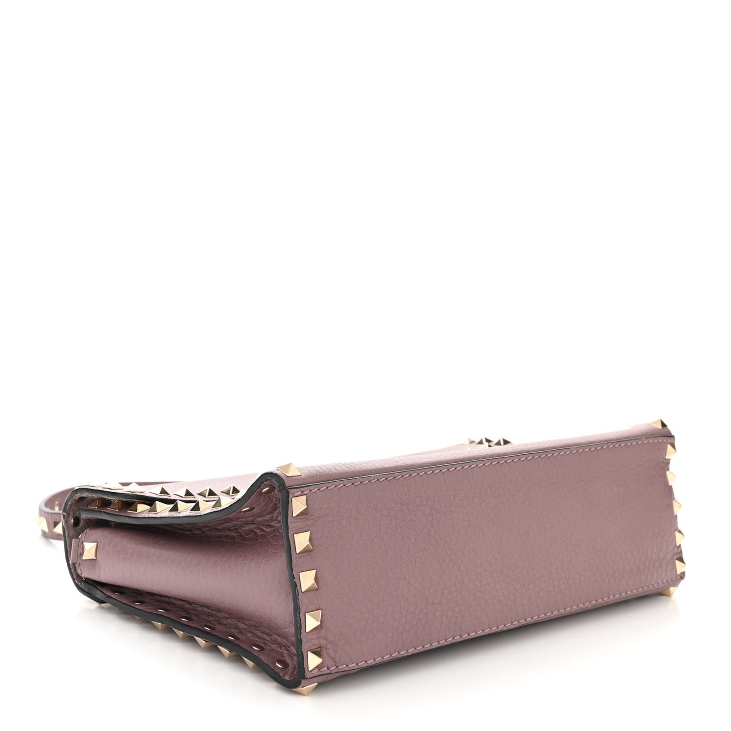 Pebbled Calfskin Small Rockstud Single Handle Flap Bag Dark Mauve
