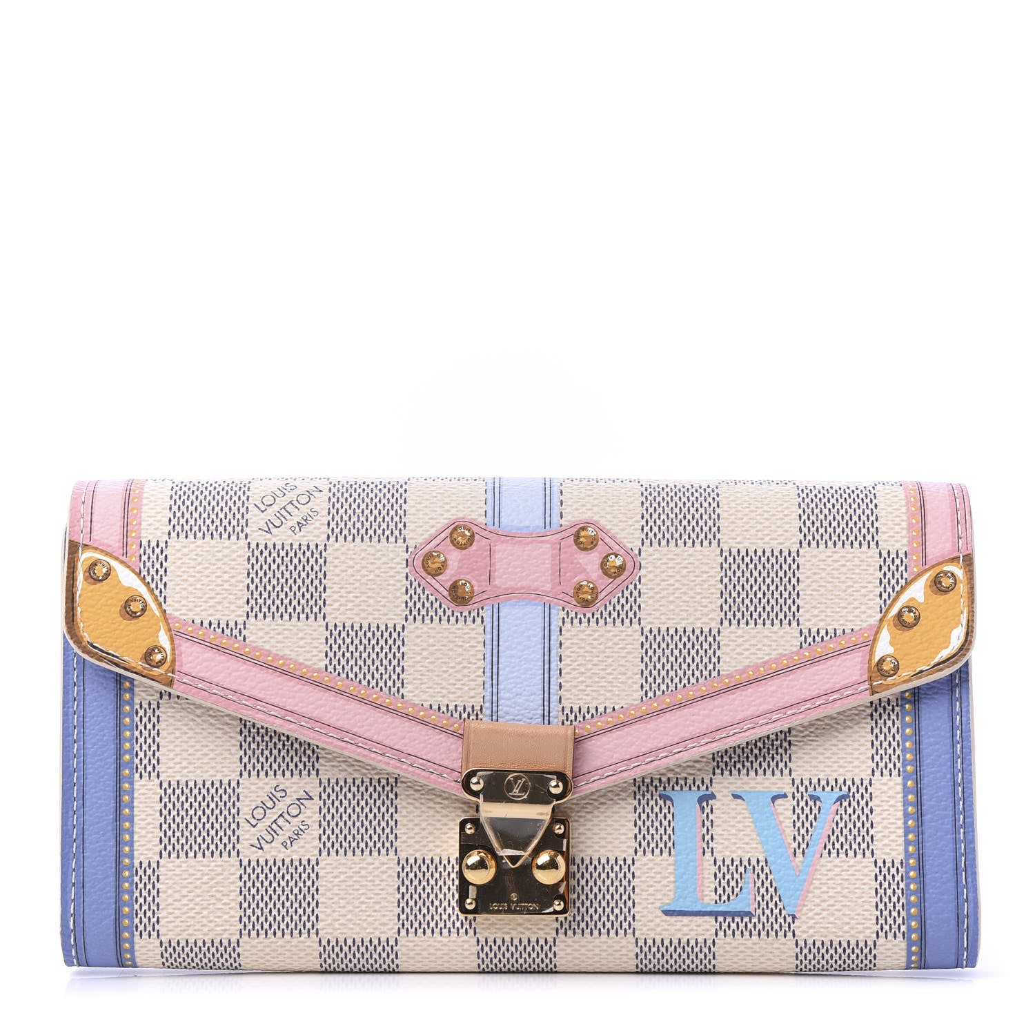 Louis Vuitton Damier Azur Summer Trunks Sarah Wallet NM 1 of 10