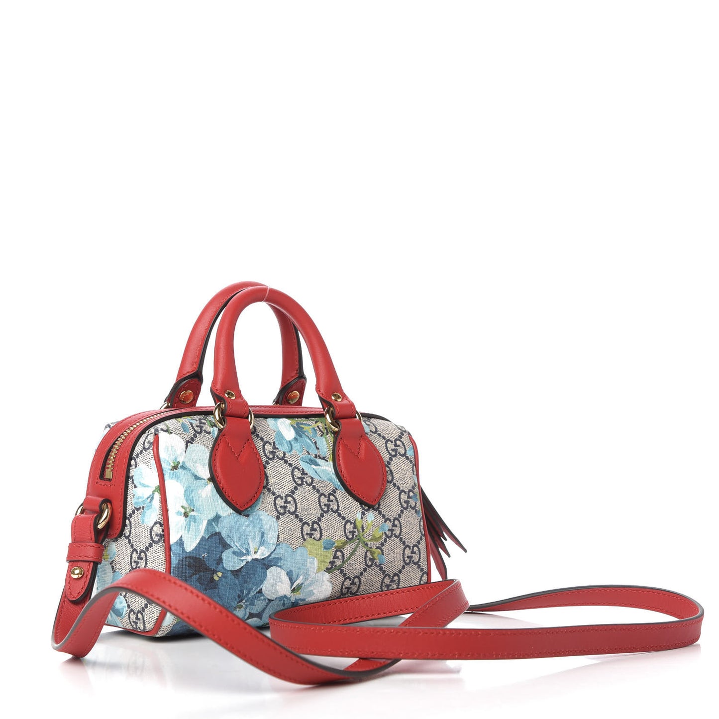 GG Supreme Monogram Blooms Mini Boston Navy Blue Hibiscus
