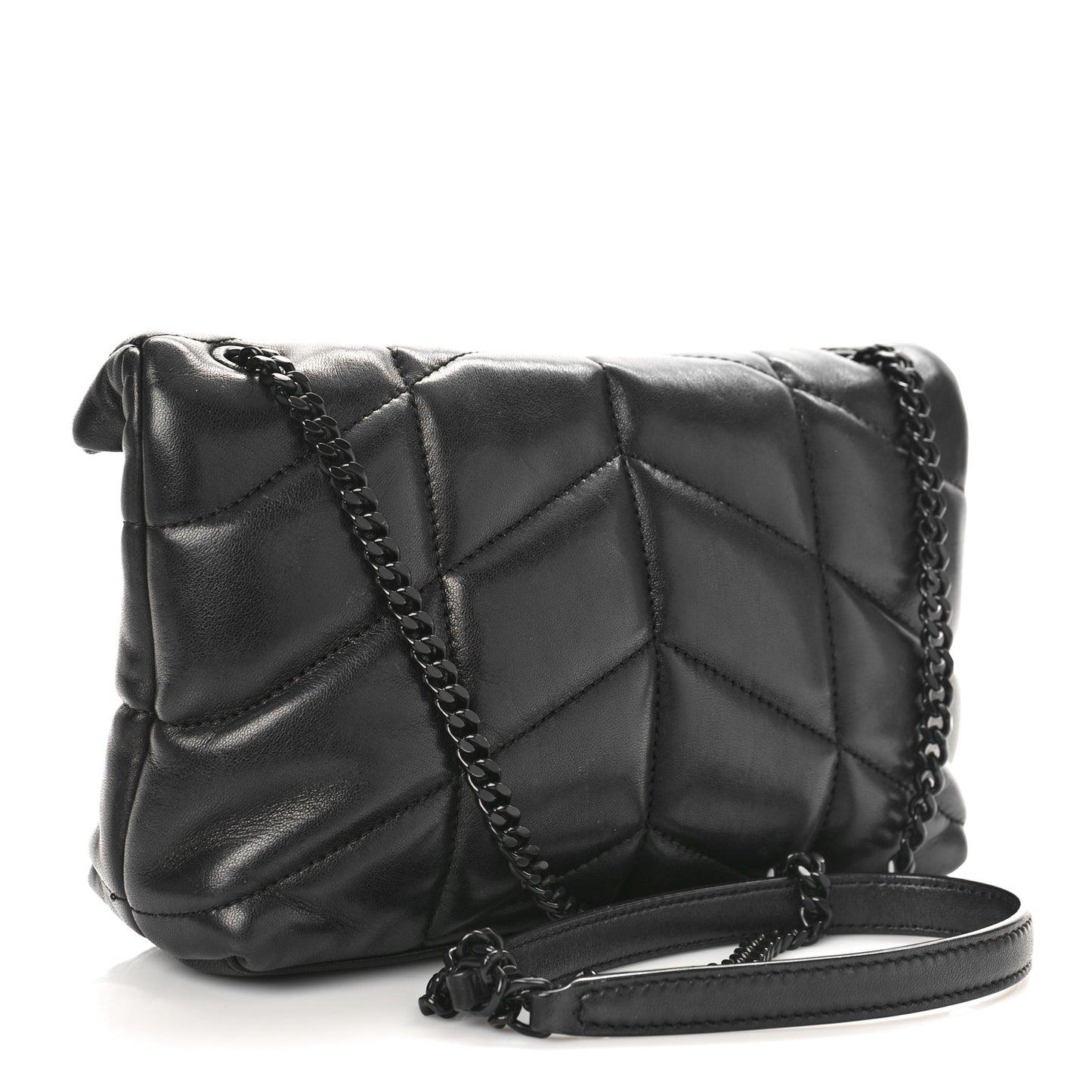 Lambskin Quilted Toy Loulou Puffer Monogram Monochrome Chain Satchel Black