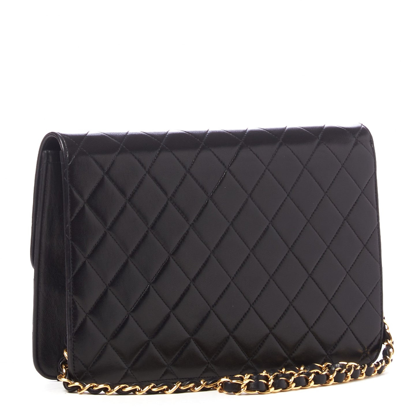 Lambskin Quilted Medium Single Flap Black