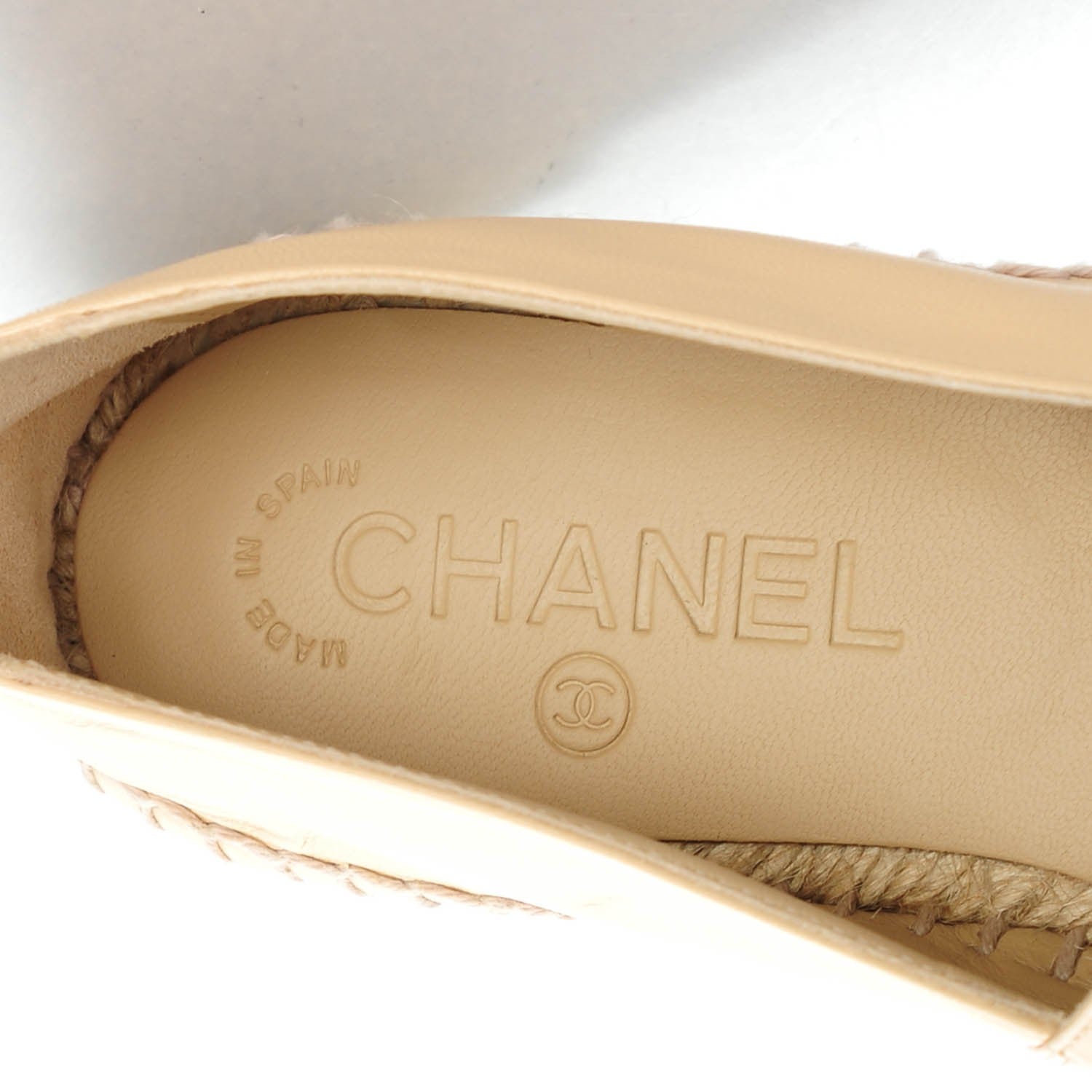 Chanel Lambskin CC Espadrilles 37 Beige Black 8 of 9