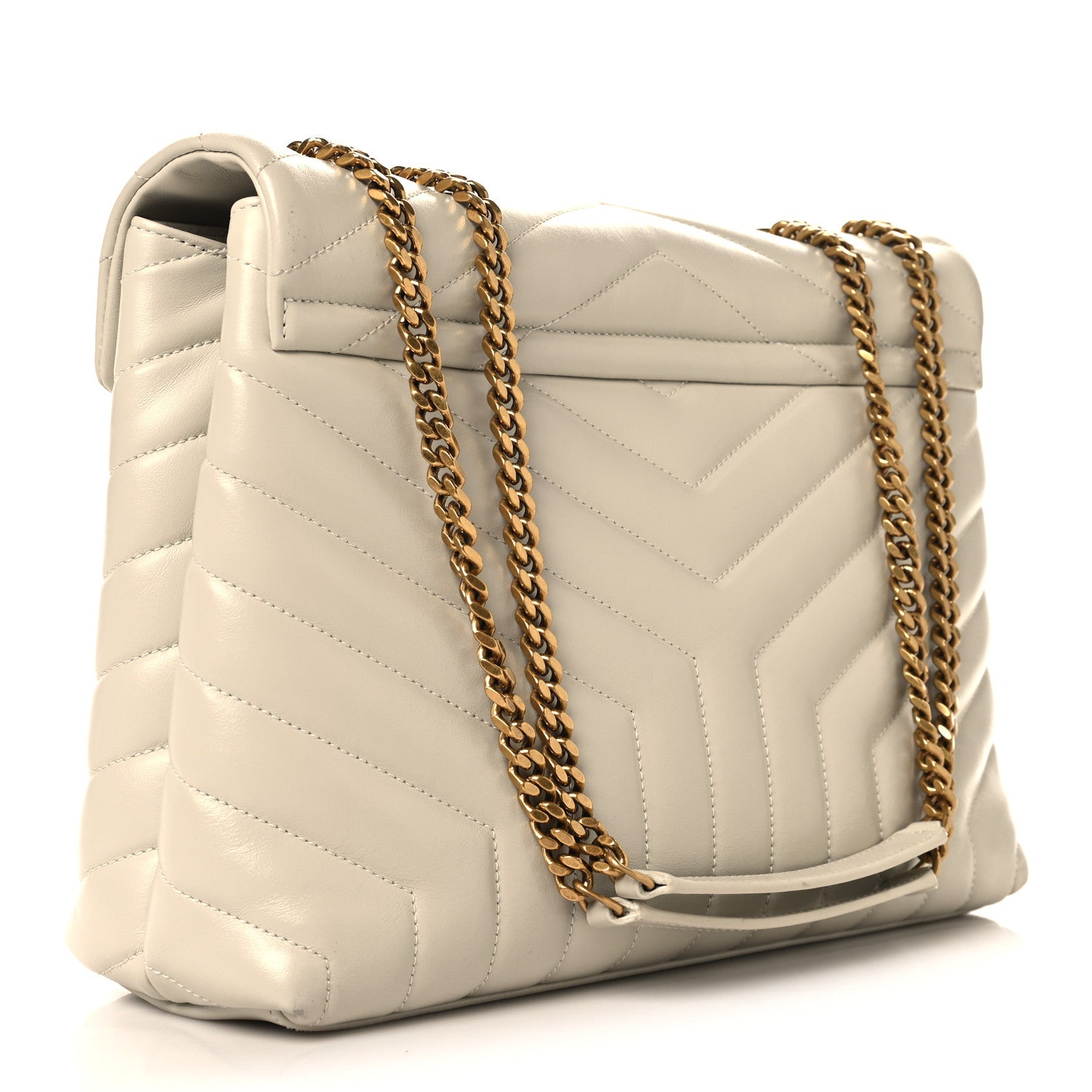 Saint Laurent Calfskin Y Quilted Monogram Medium Loulou Chain Satchel Crema Soft 2 of 11