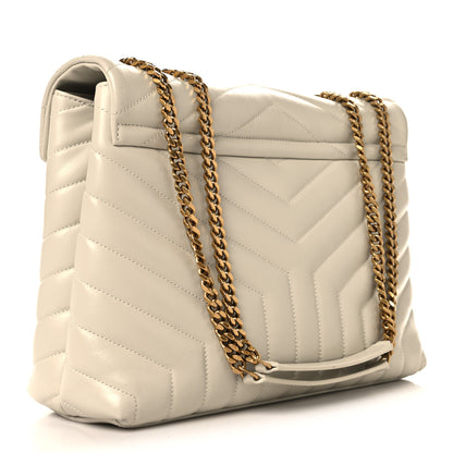 Saint Laurent Calfskin Y Quilted Monogram Medium Loulou Chain Satchel Crema Soft 2 of 11