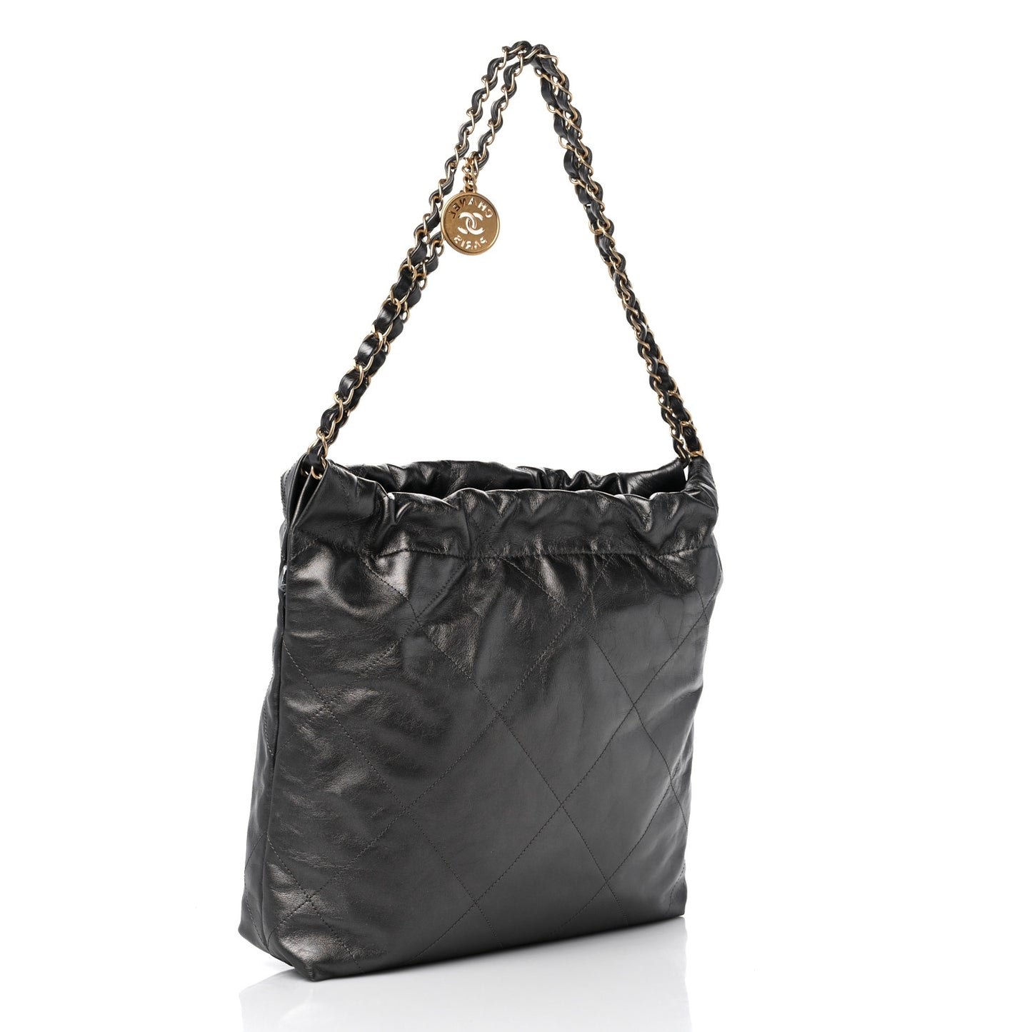 Metallic Calfskin Quilted Small Chanel 22 Ruthenium
