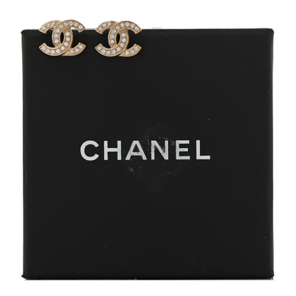 Chanel Crystal Timeless CC Earrings Light Gold 5 of 5