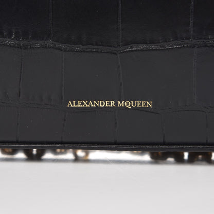 Alexander McQueen Calfskin Crocodile Embossed Box Shoulder Bag 19 Black 8 of 8