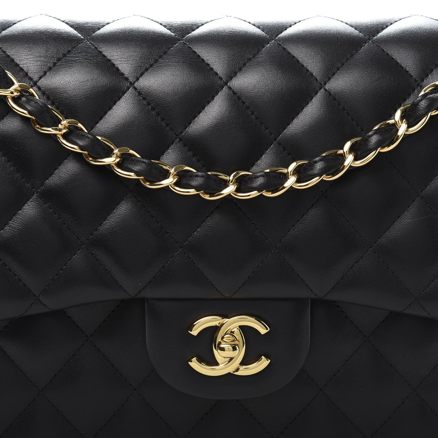 Chanel Lambskin Quilted Jumbo Double Flap Black 13 of 14