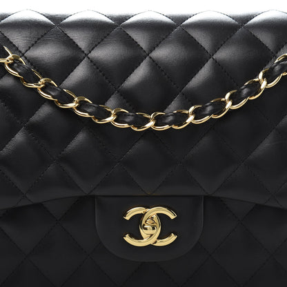 Chanel Lambskin Quilted Jumbo Double Flap Black 13 of 14