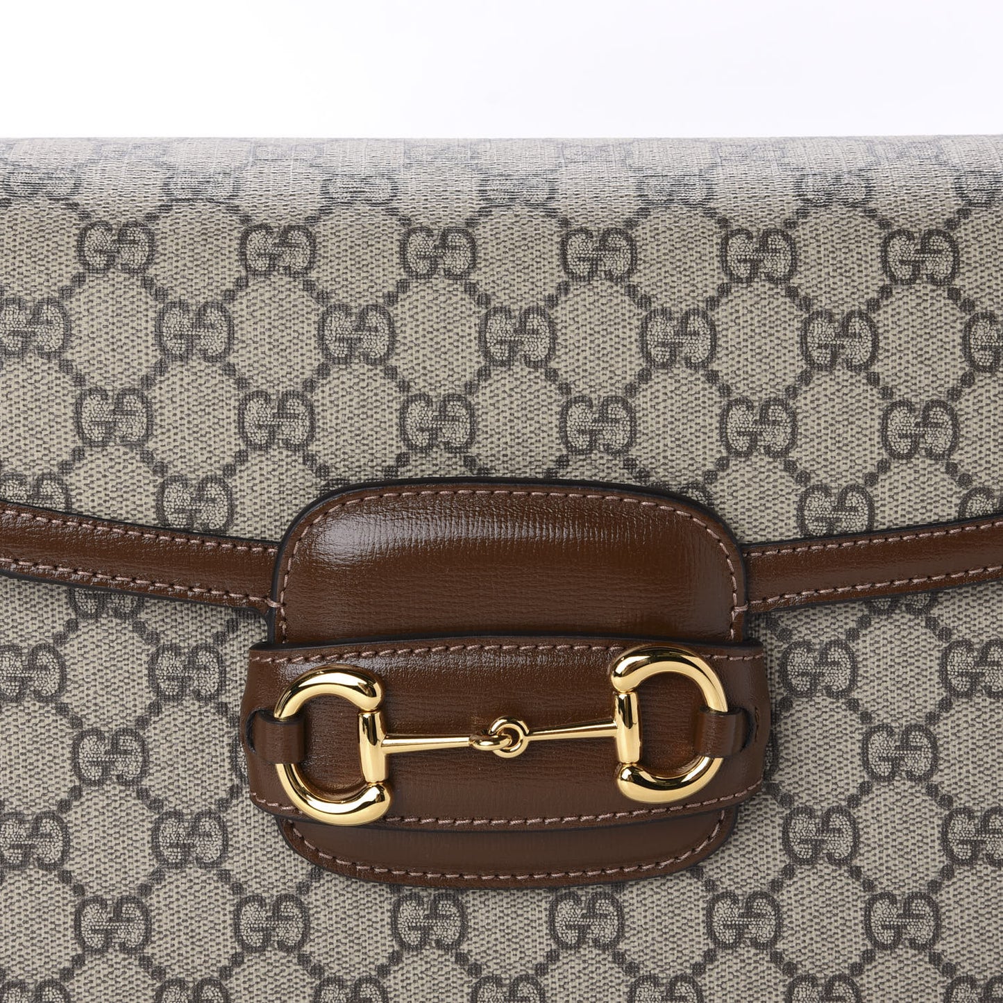 GG Supreme Monogram Horsebit 1955 Shoulder Bag Beige Brown Sugar