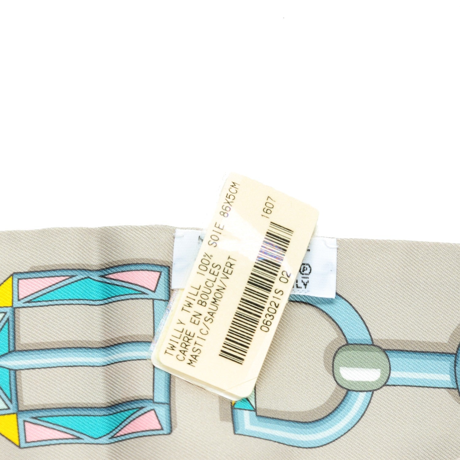 Hermes Silk Carre En Boucles Twilly Mastic Saumon Vert 4 of 6
