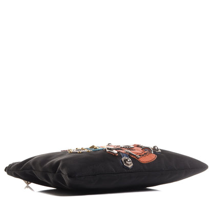 Prada Tessuto Nylon Saffiano Skull Cosmetic Pouch Nero Black 5 of 10