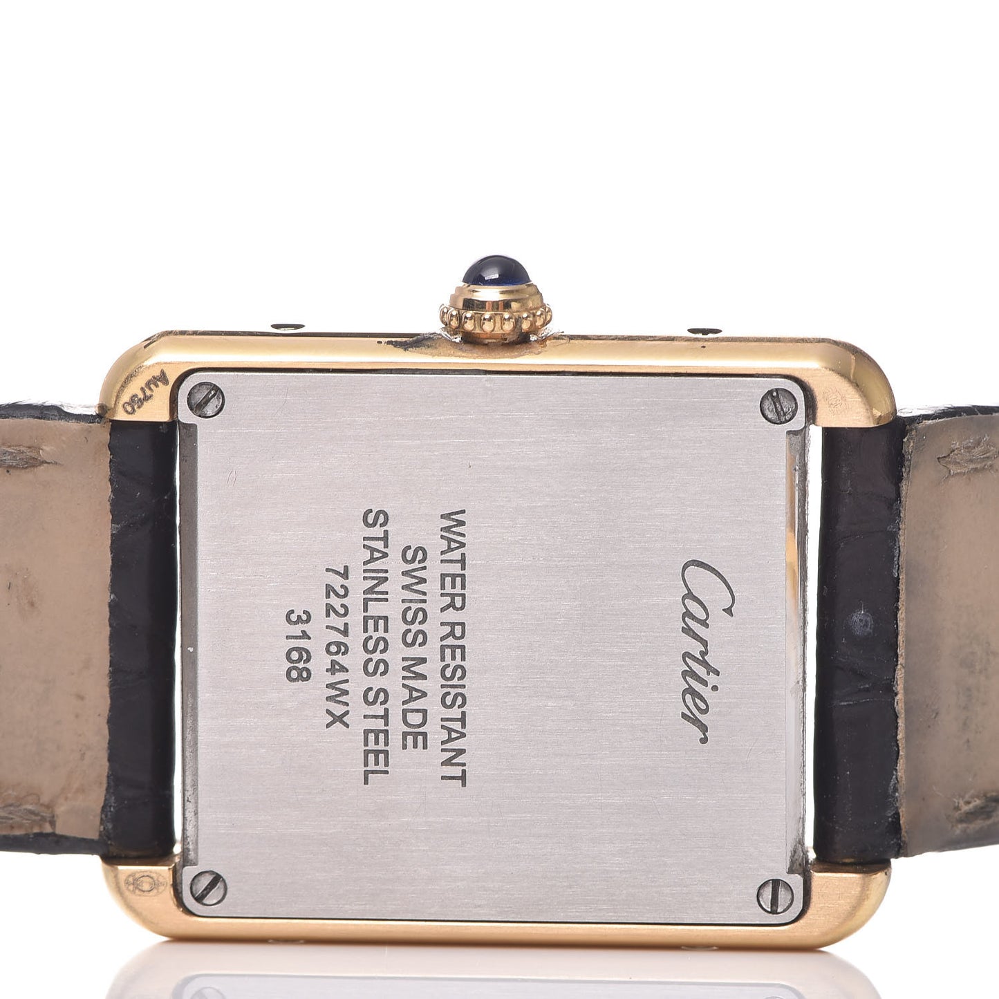 Stainless Steel 18K Yellow Gold Alligator 24mm Tank Solo Quartz Watch