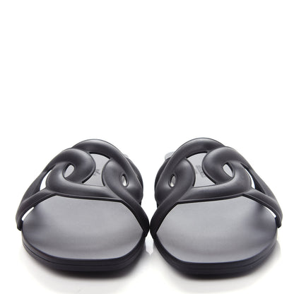 Hermes Rubber Aloha Sandals 37 Black 5 of 11