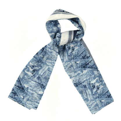 Christian Dior Cotton D-Cariatides Scarf Blue Multicolor 1 of 3