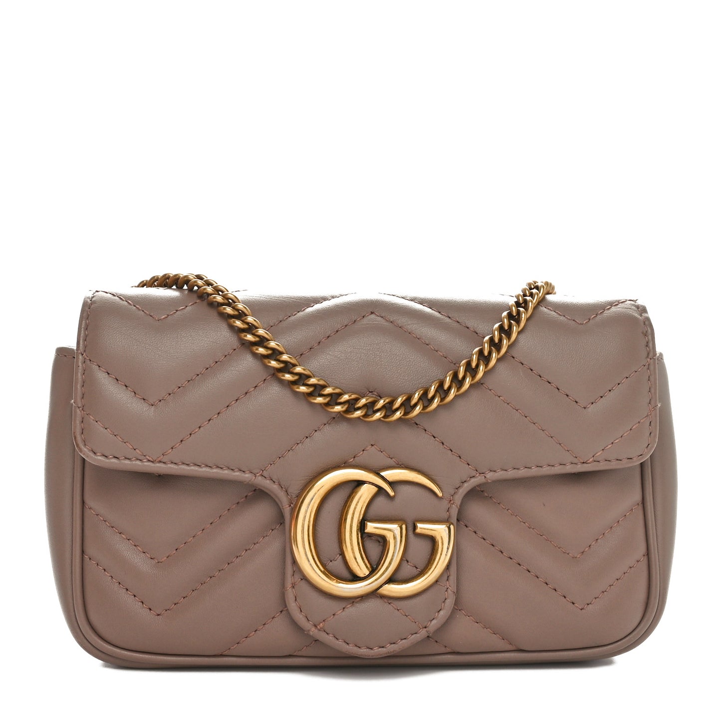 Calfskin Matelasse Super Mini GG Marmont Shoulder Bag Porcelain Rose