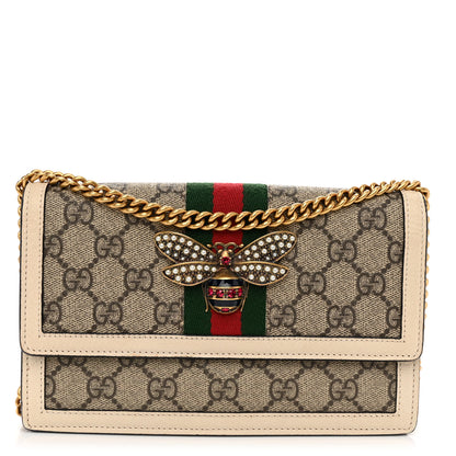 Gucci GG Supreme Monogram Web Queen Margaret Chain Wallet White 1 of 9
