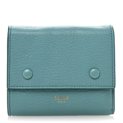 Celine Drummed Calfskin Small Multifunction Folded Wallet Light Blue 1 of 9