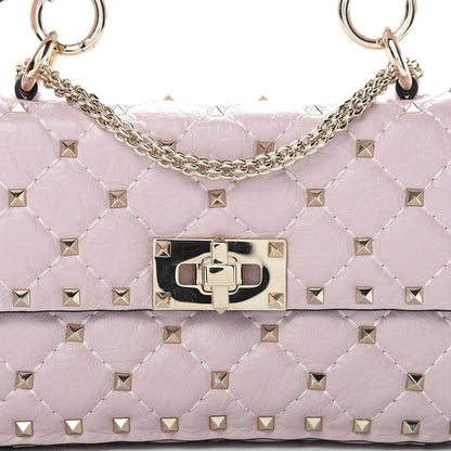 Valentino Garavani Craquele Nappa Small Rockstud Spike Shoulder Bag Water Rose 7 of 11