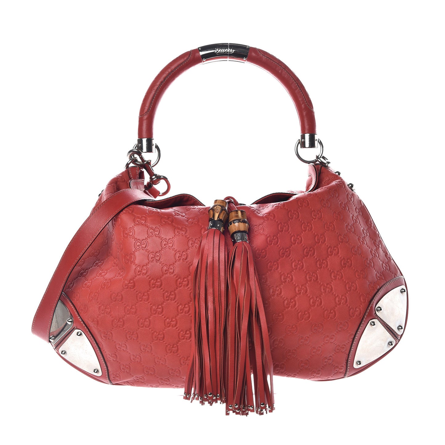 Guccissima Large Indy Top Handle Hobo Red