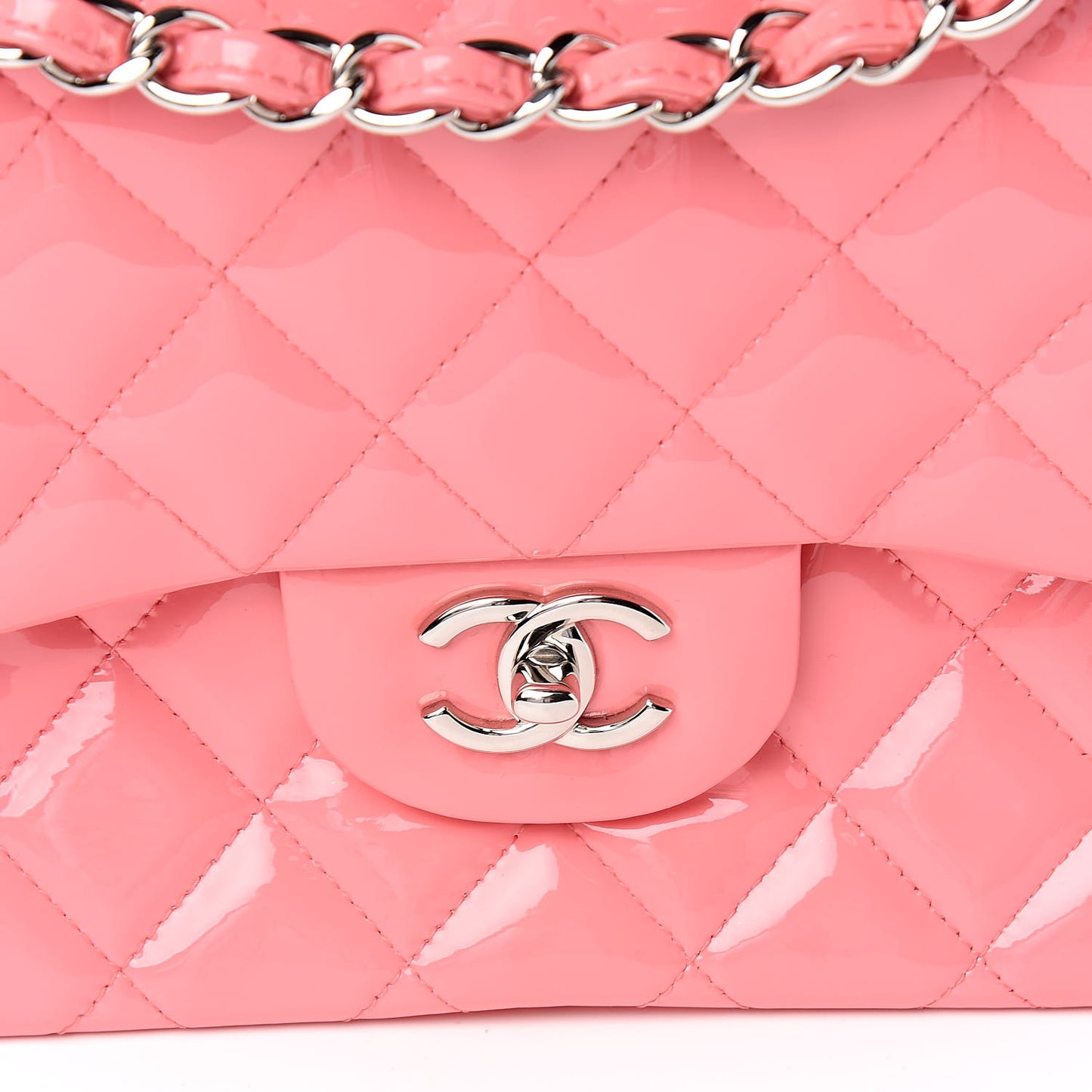 Patent Quilted Jumbo Double Flap Pink
