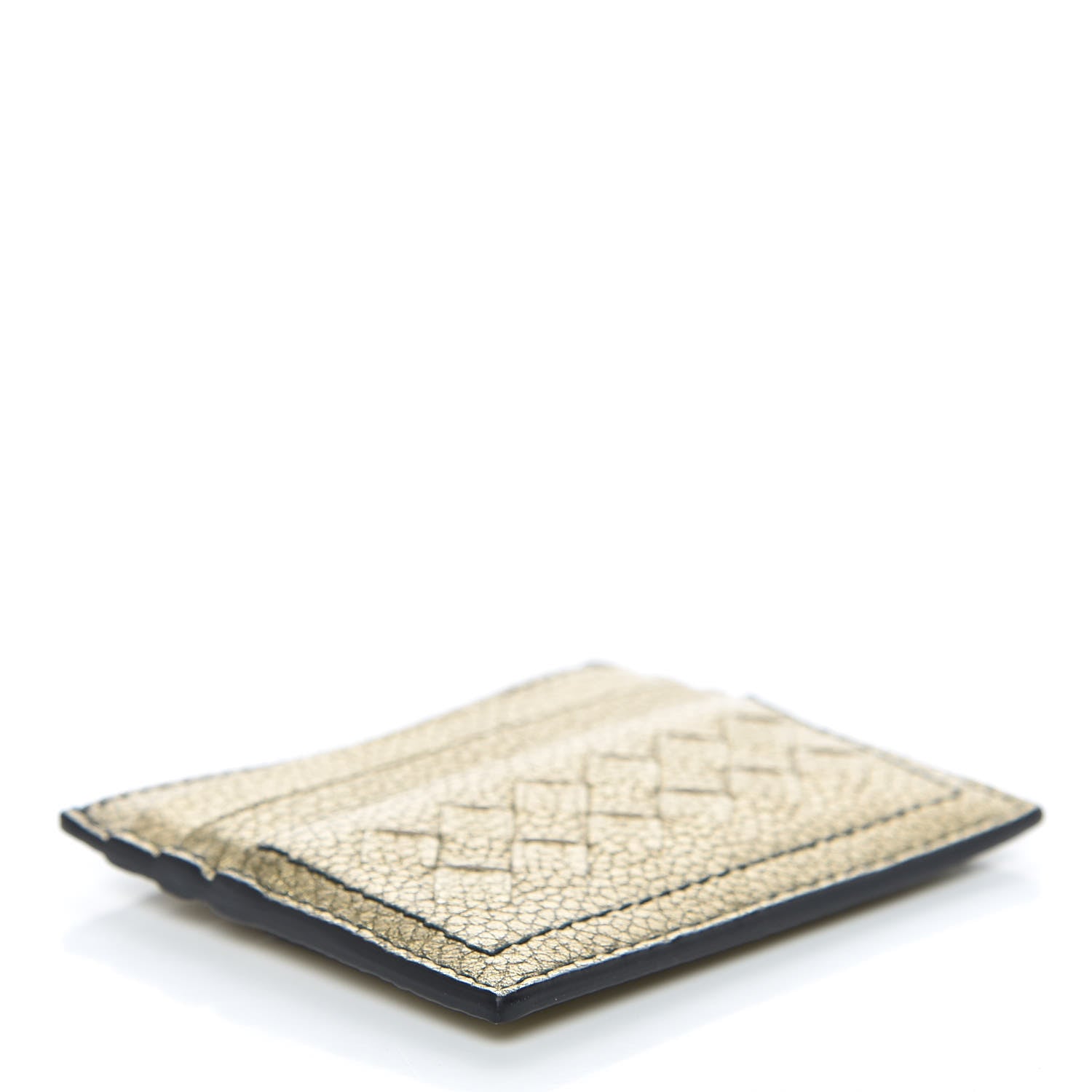 Bottega Veneta Metallic Calfskin Intrecciato VN Card Case Dark Gold 4 of 8