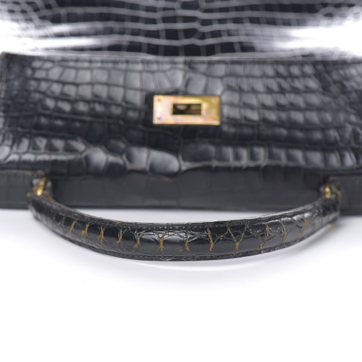 Hermes Shiny Niloticus Crocodile Kelly 28 Black 16 of 34