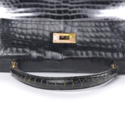 Hermes Shiny Niloticus Crocodile Kelly 28 Black 16 of 34