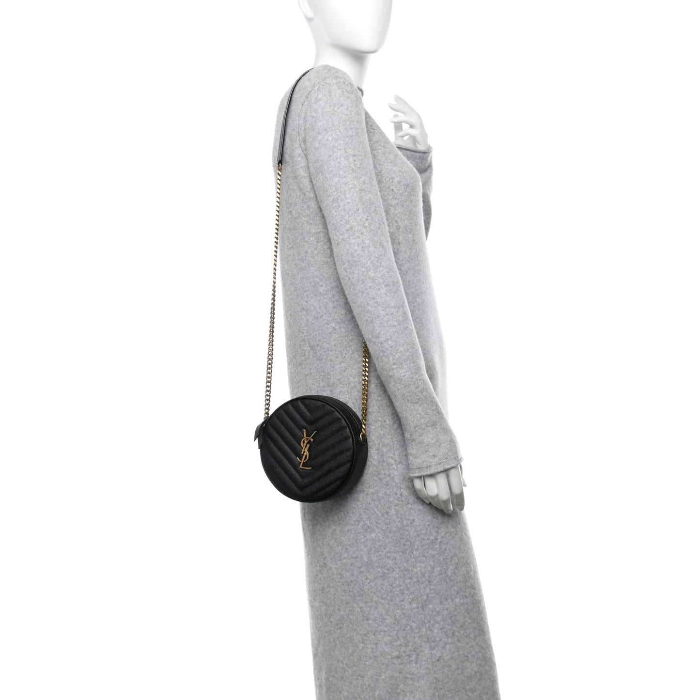 Grain De Poudre Matelasse Chevron Quilted Round Vinyle Camera Bag Black