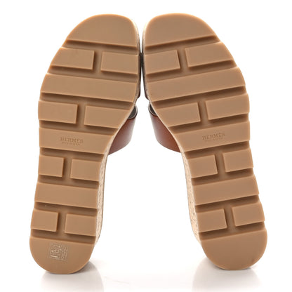 Hermes Calfskin Cork Eze 30 Sandals 39 Marron Glaise 5 of 9