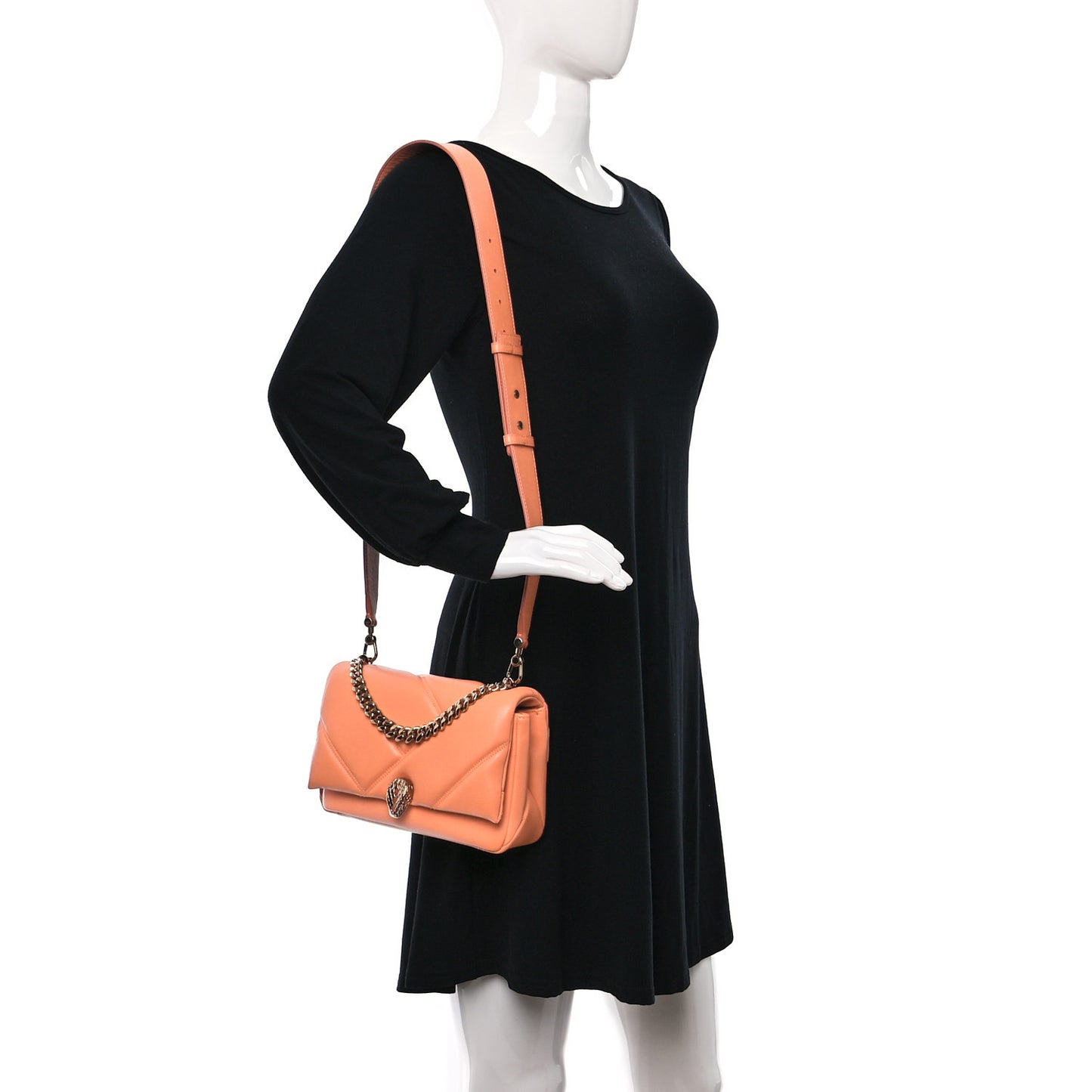 Calfskin Matelasse Mini Serpenti Cabochon Crossbody Bag Coral