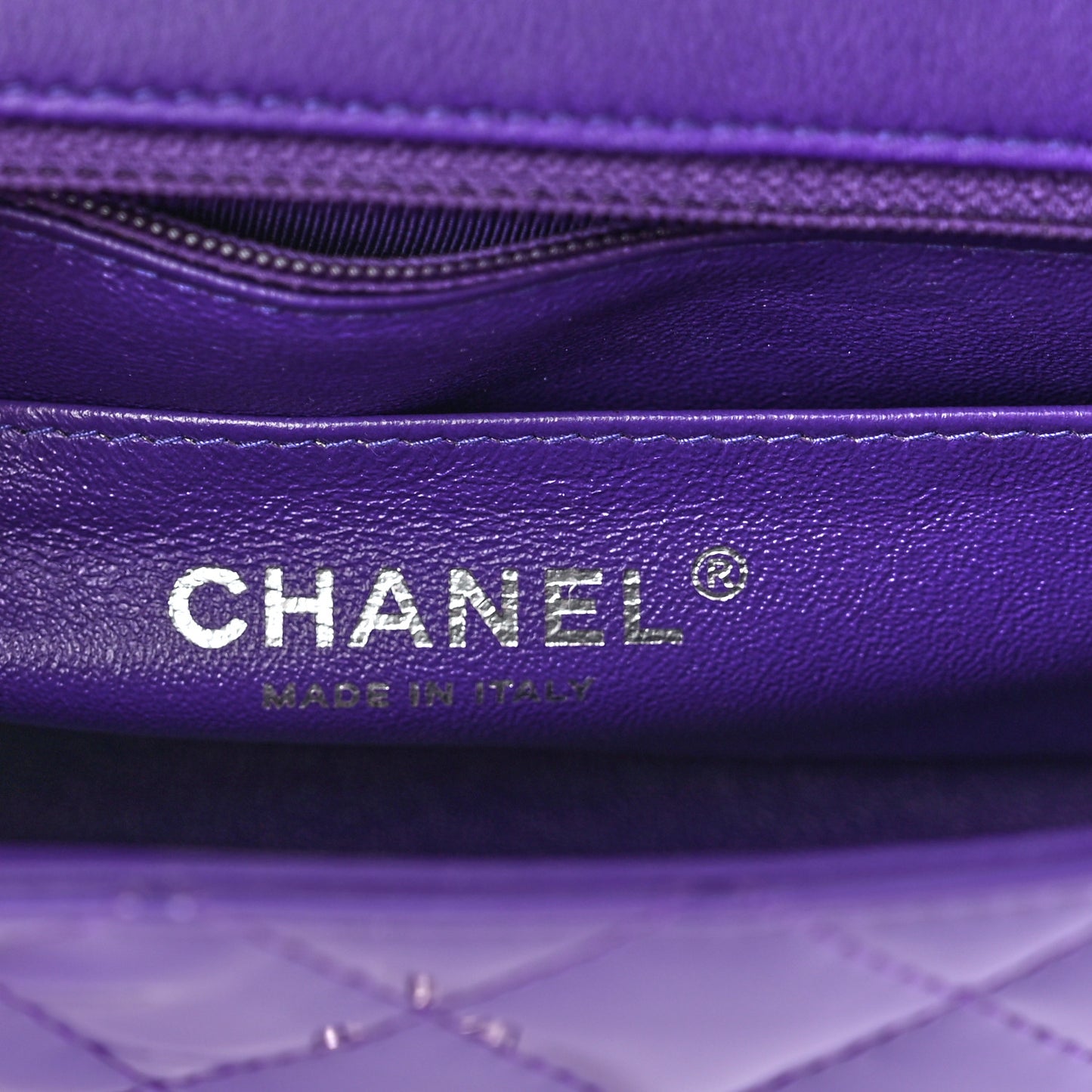 Patent Quilted Mini Rectangular Flap Purple