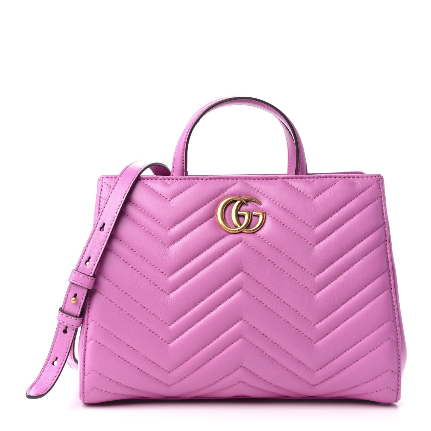 Calfskin Matelasse Small GG Marmont Tote Candy Mousse