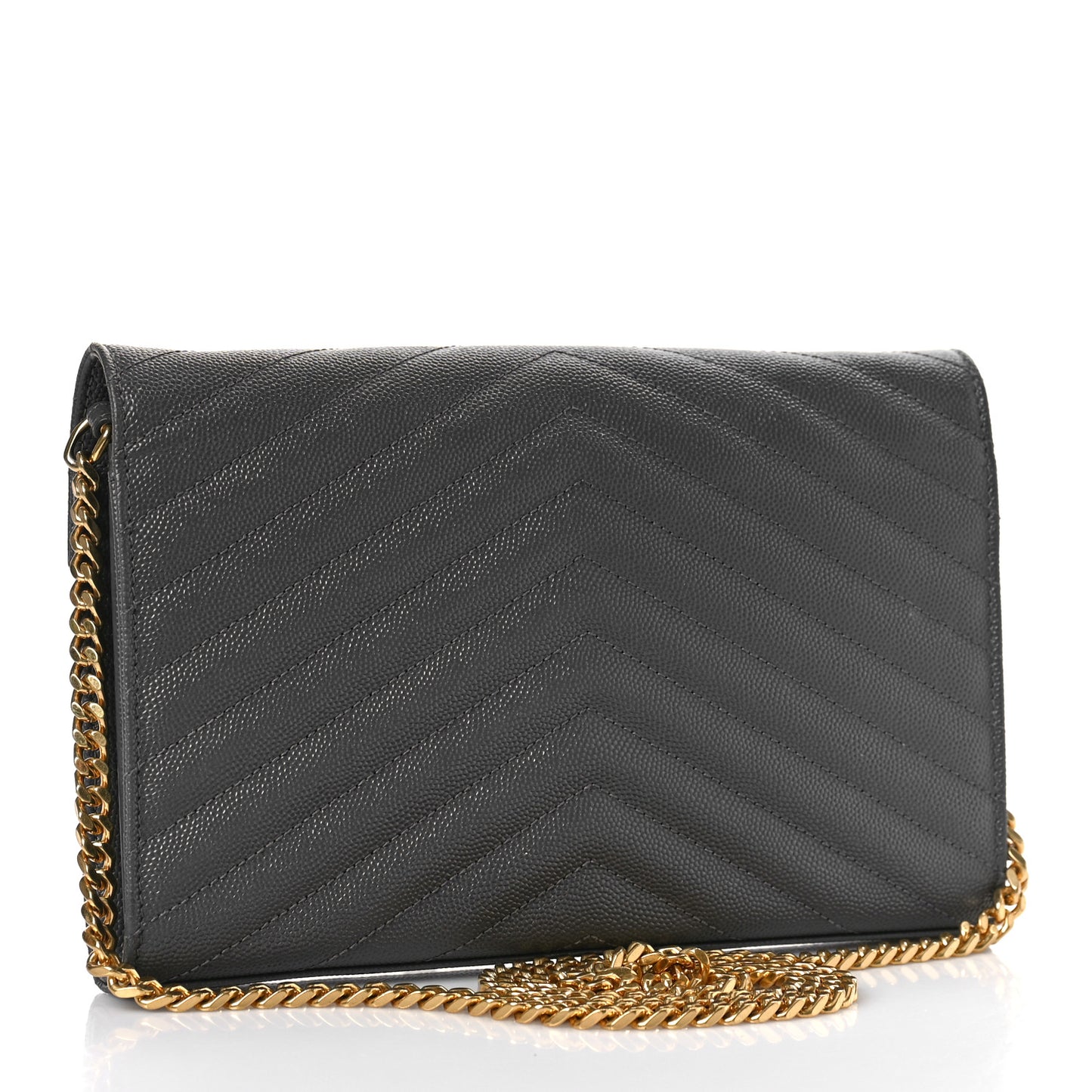 Grain De Poudre Matelasse Chevron Monogram Chain Wallet Earth