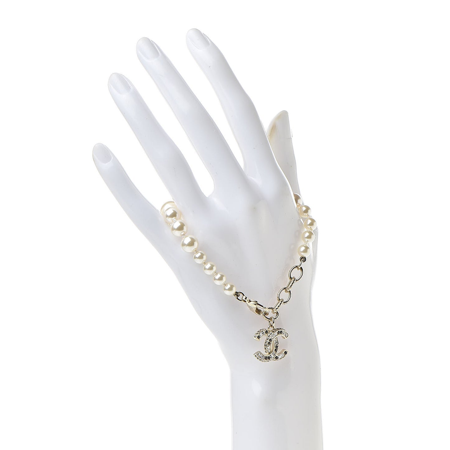 Pearl Crystal CC Bracelet Gold