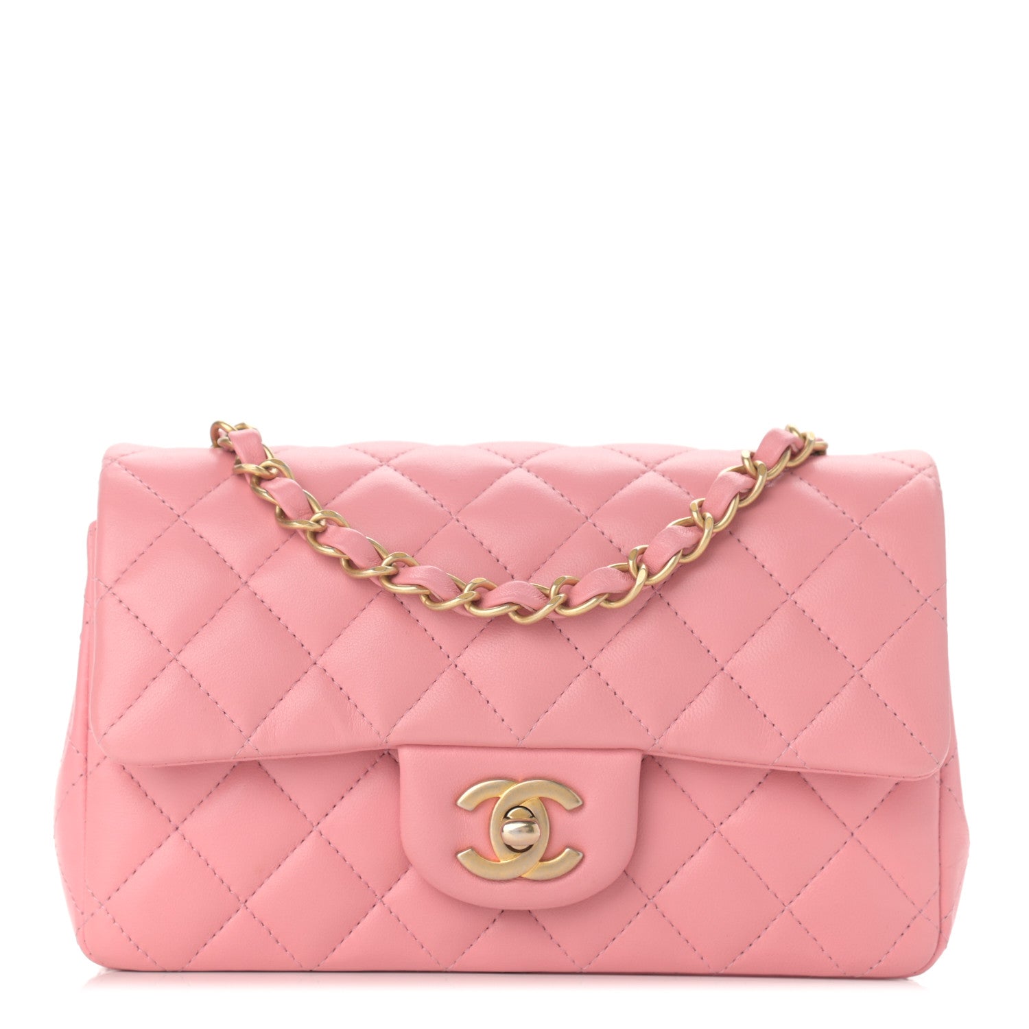 Chanel Lambskin Quilted Mini Rectangular Flap Pink 1 of 12