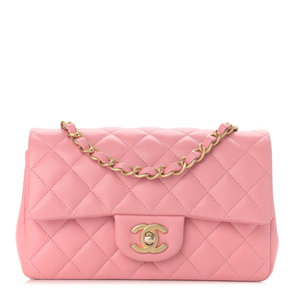 Chanel Lambskin Quilted Mini Rectangular Flap Pink 1 of 12