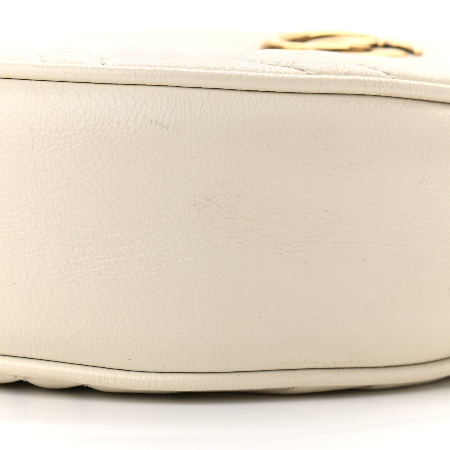 Calfskin Matelasse Mini GG Marmont Round Shoulder Bag White