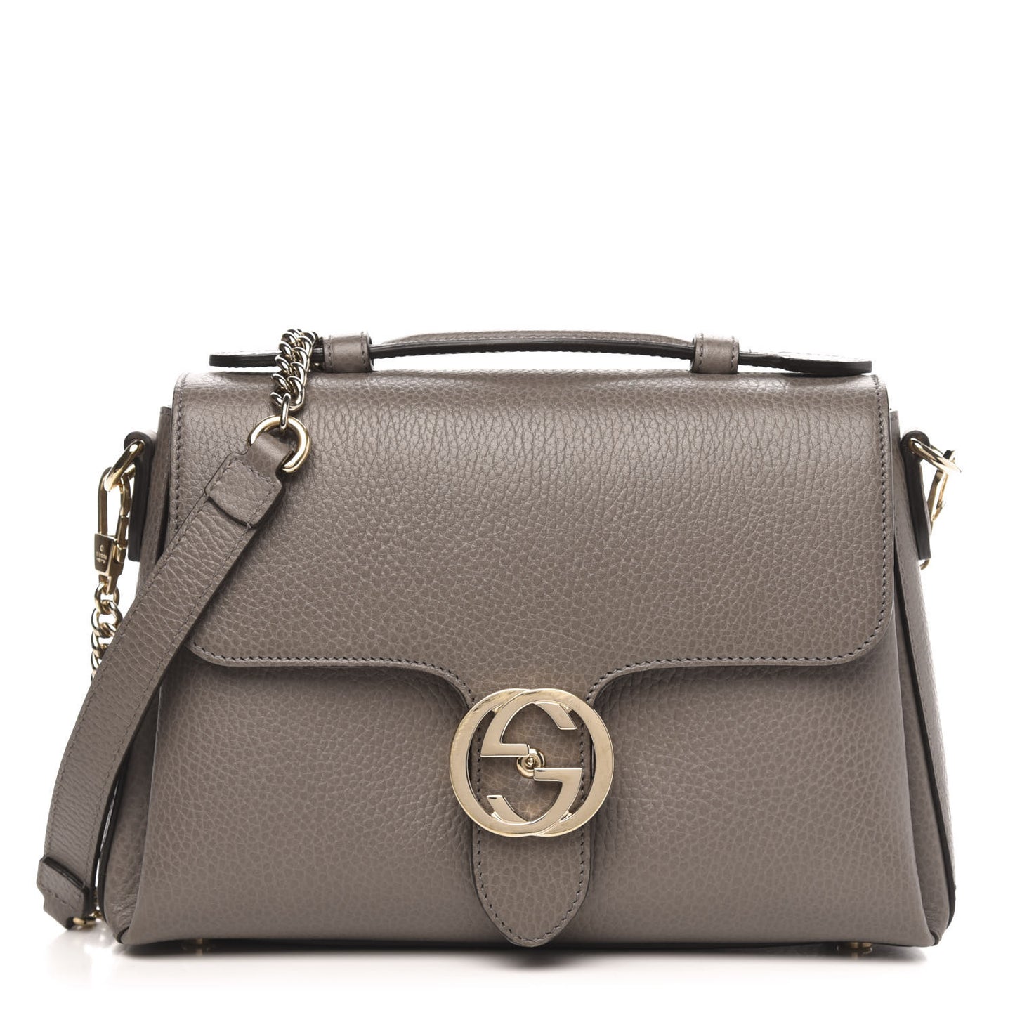Dollar Calfskin Interlocking G Top Handle Shoulder Bag Loess