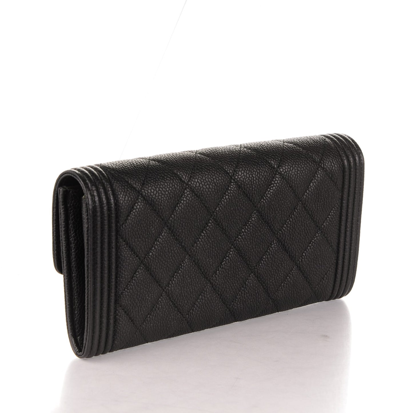 Caviar Quilted Boy Flap Wallet Black