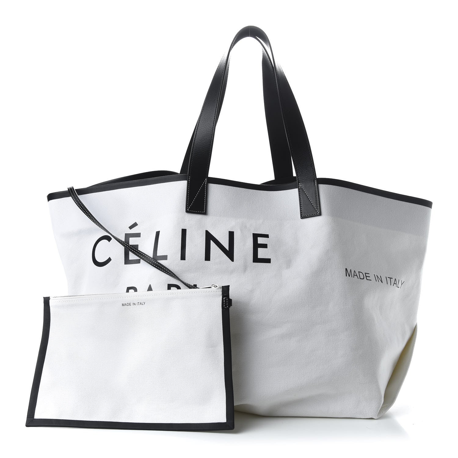 Celine Textile Large Made In Tote White Black 1 of 8