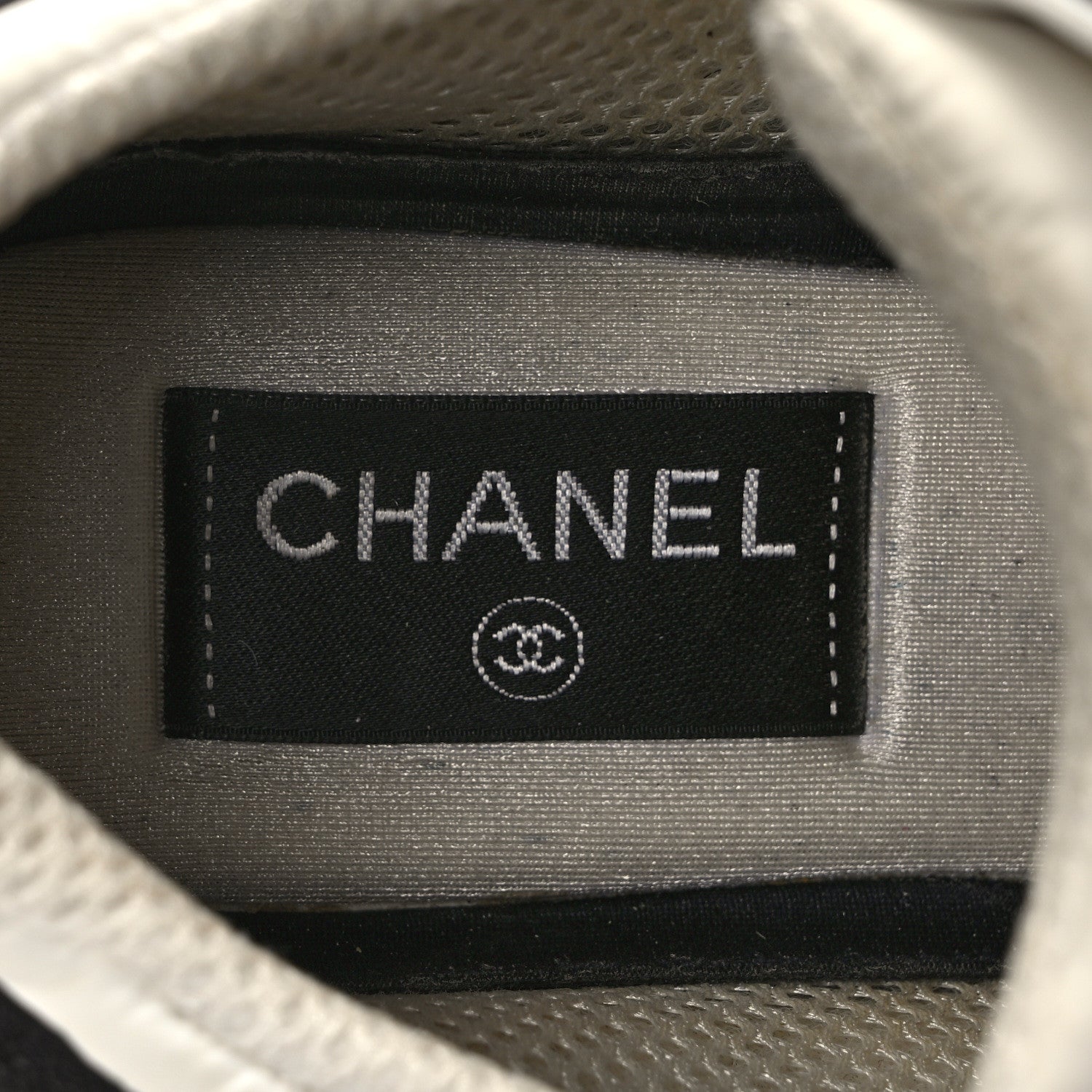 Chanel Nylon Suede Calfskin CC Sneakers 39.5 White Dark Grey 8 of 10