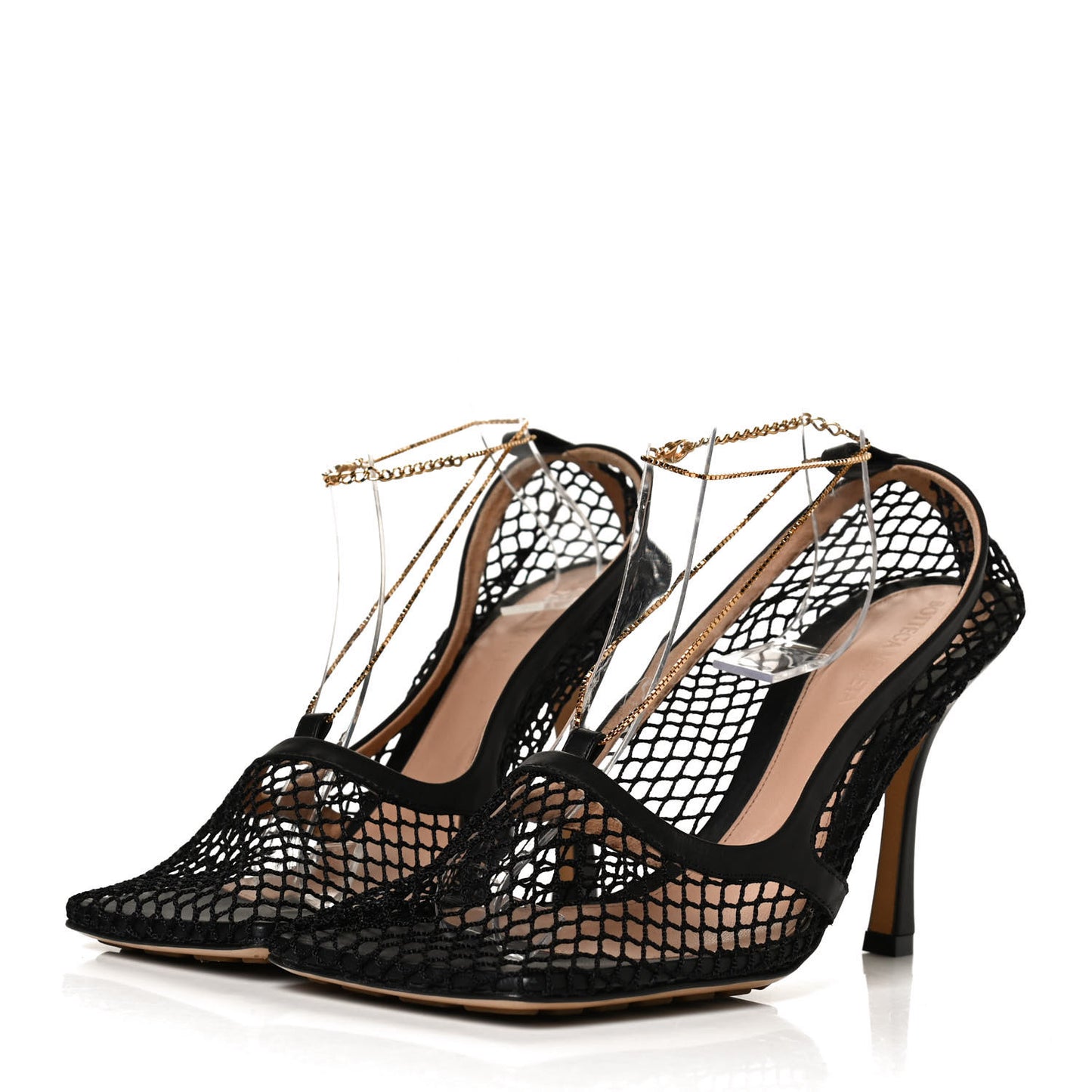 Mesh Nappa Chunky Chain Sandals 40 Black
