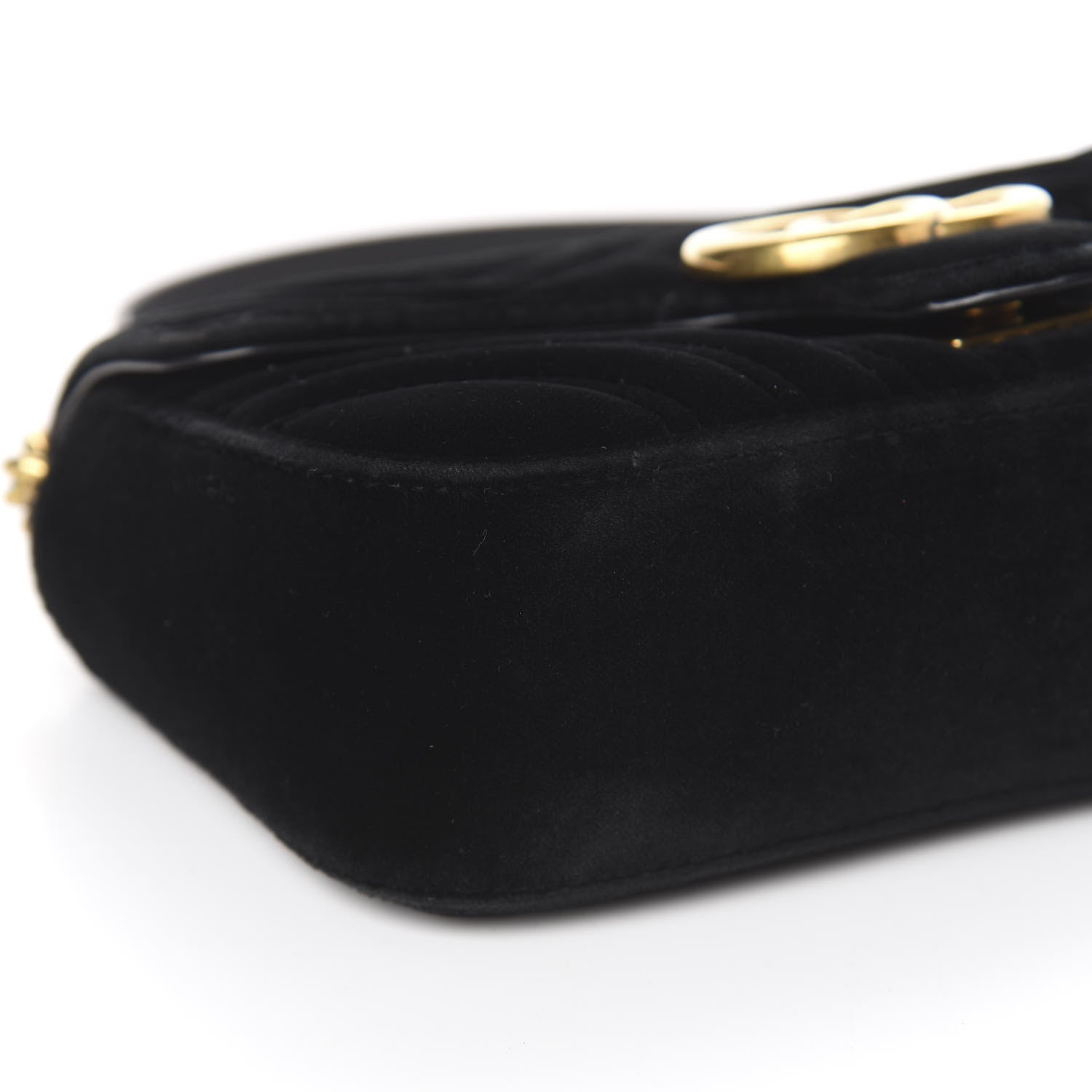 Gucci Velvet Matelasse Mini GG Marmont Shoulder Bag Black 9 of 14