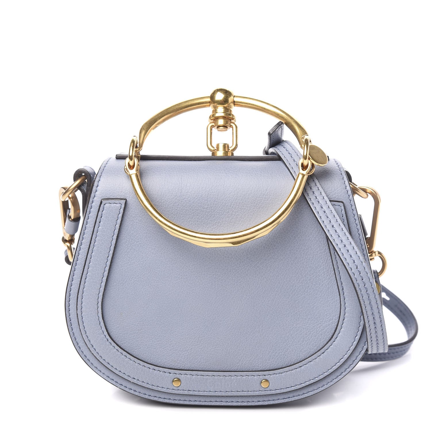 Chloe Calfskin Suede Small Nile Bracelet Bag Washed Blue 1 of 9