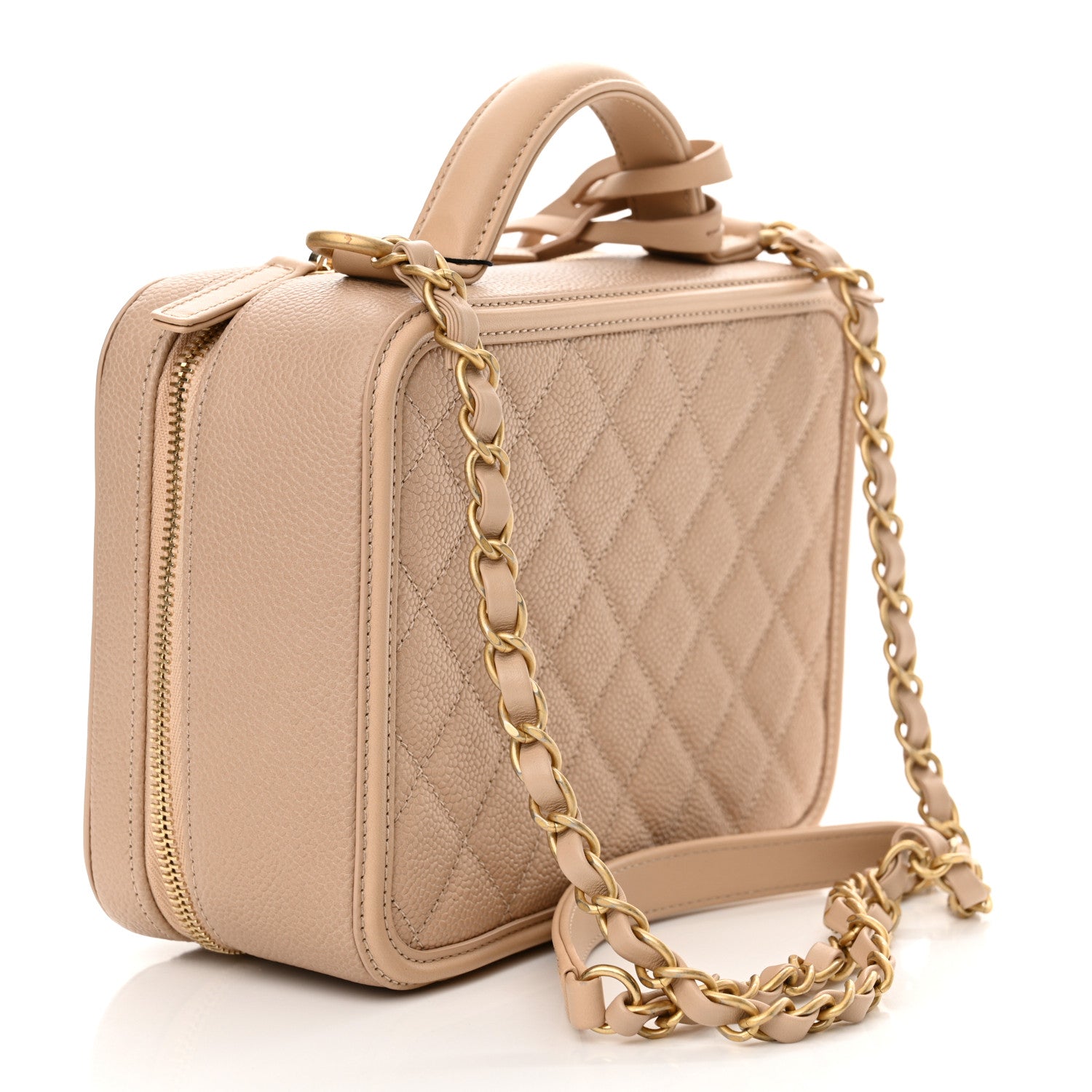 Chanel Caviar Quilted Medium CC Filigree Vanity Case Beige 3 of 10