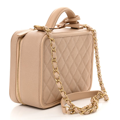 Chanel Caviar Quilted Medium CC Filigree Vanity Case Beige 3 of 10